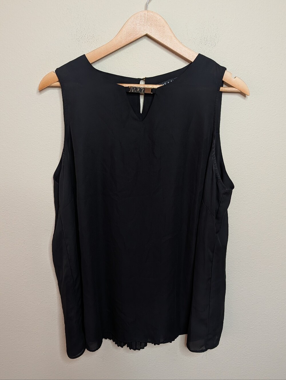 Zac & Rachel Black Sleeveless Top Pleated Back Detail XL